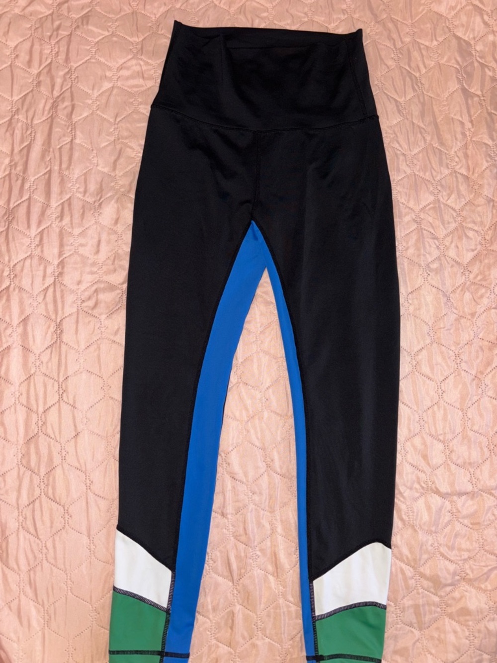 Vici Black Leggings with Blue and Green Colorblock